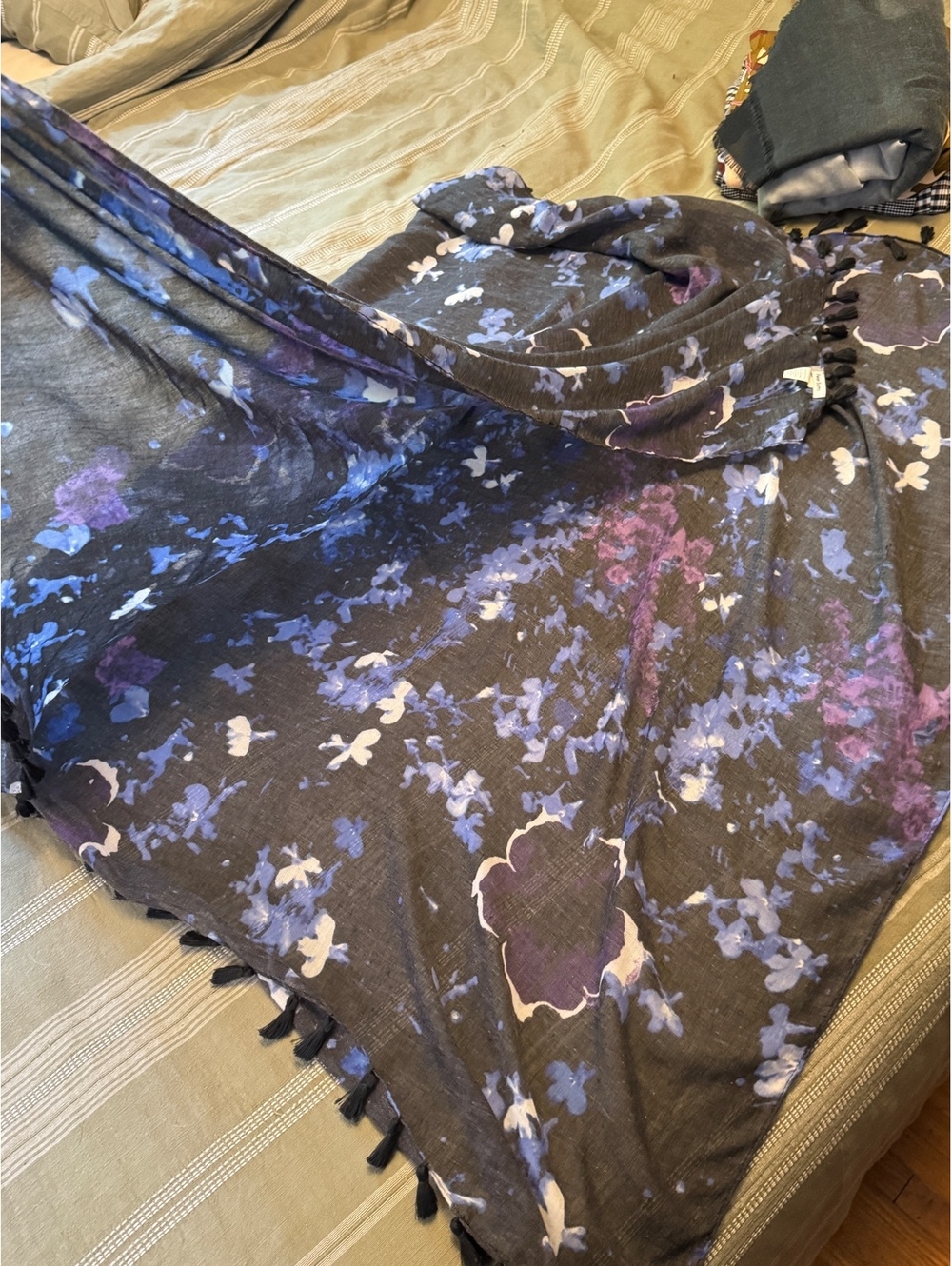 Peter Som Floral Patterned Poncho Wrap Sarong with Tassels NWOT